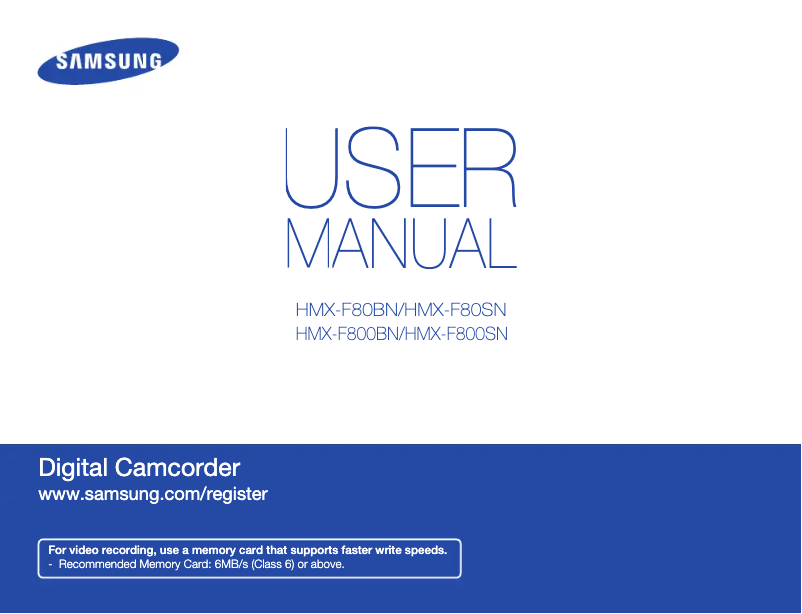 Página 1 del manual Manual de usuario Samsung HMX-F80BN