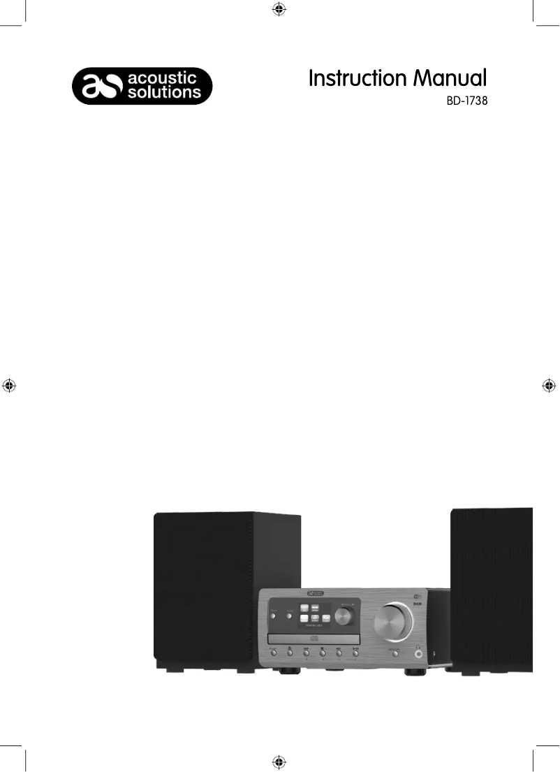 Page 1 de la notice Manuel utilisateur Acoustic Solutions BD-1738