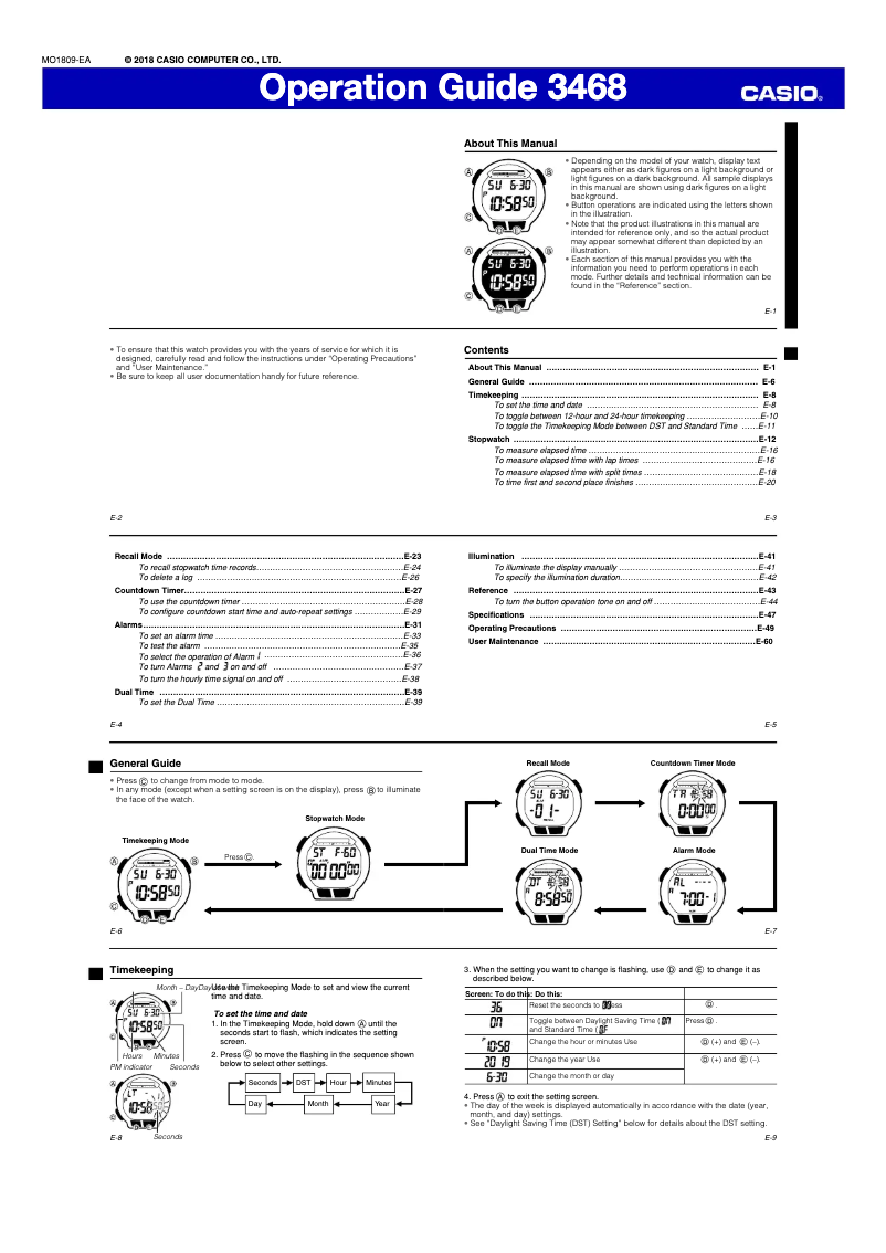 Page 1 de la notice Manuel utilisateur Casio Collection WS-1000H-1AVEF