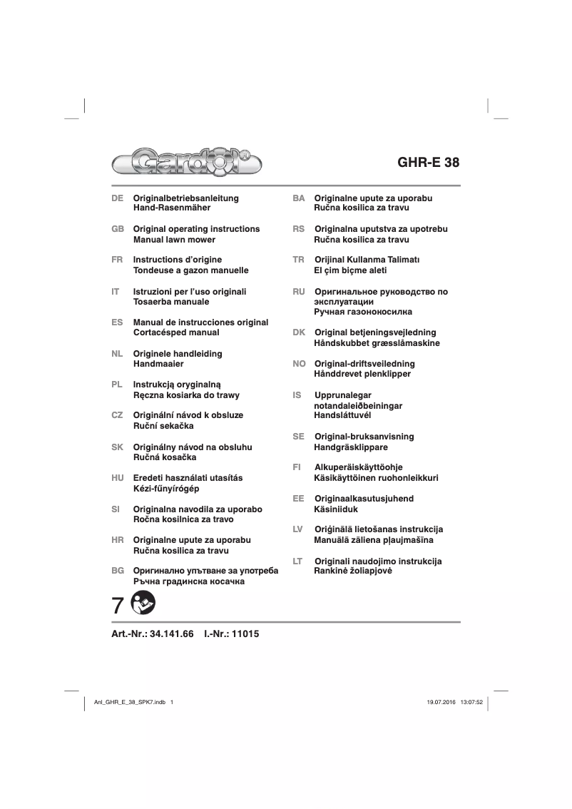 Page 1 de la notice Manuel utilisateur Gardol GHR-E 38