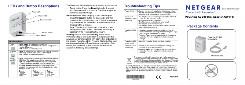 Page 1 de la notice Guide d'installation Netgear XAVB1101
