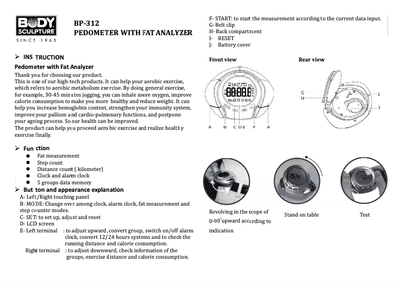 Image de la première page du manuel de l'appareil BP-312