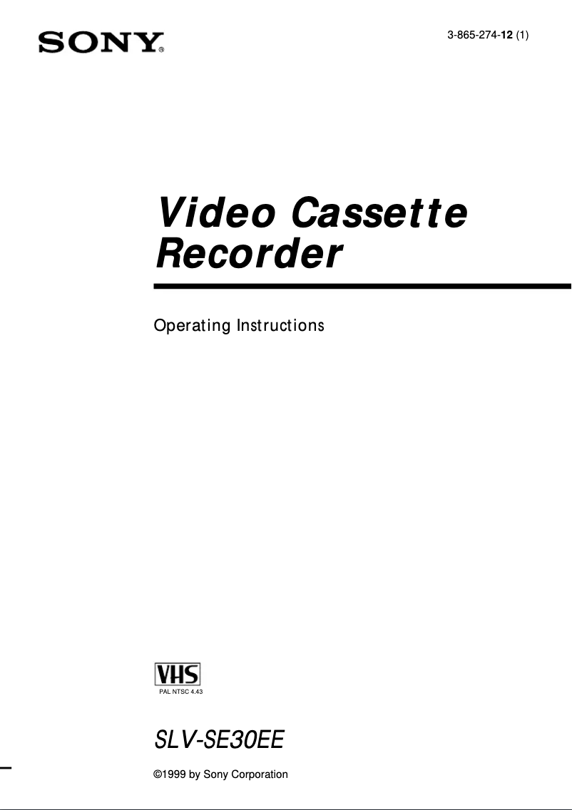 Page 1 de la notice Manuel utilisateur Sony SLV-SE30EE