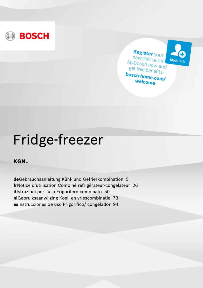 Page n°1 - Manuel utilisateur Bosch KGN36XW35