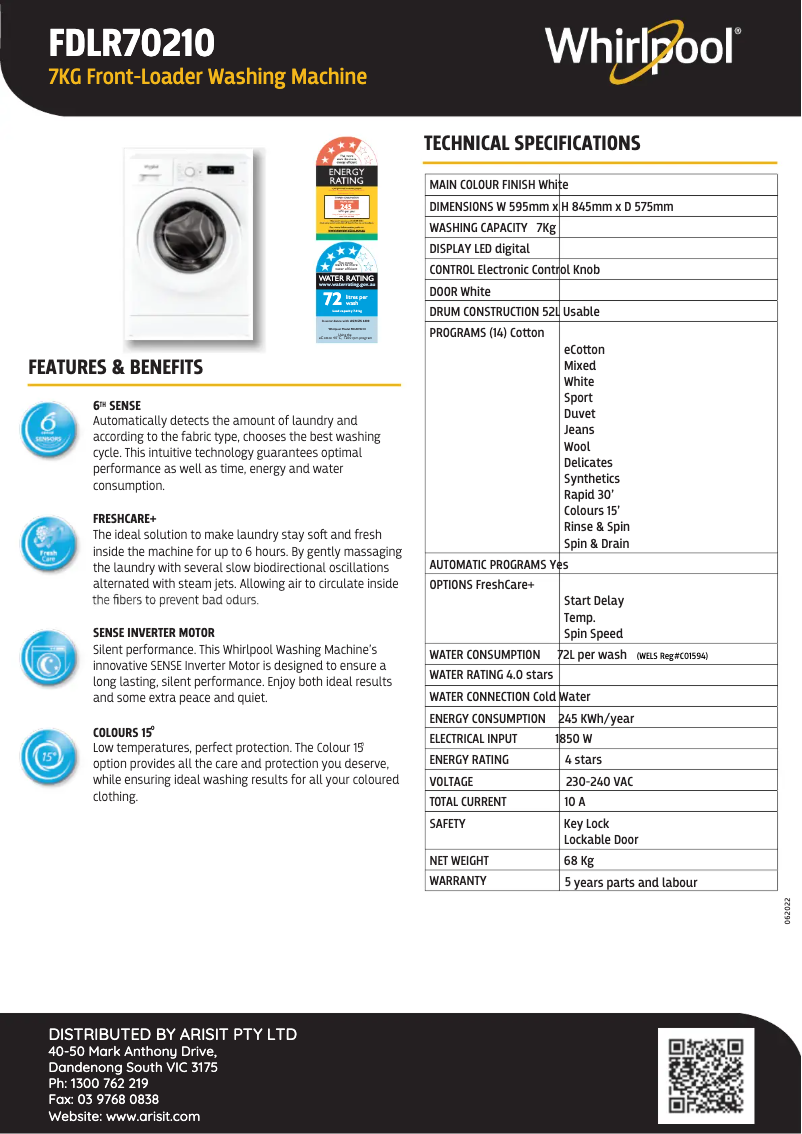 Image de la première page du manuel de l'appareil FDLR70210