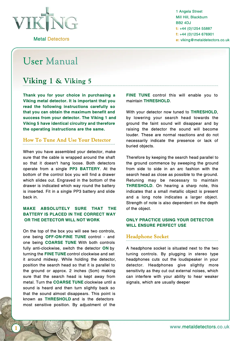 Page 1 de la notice Manuel utilisateur Viking 5