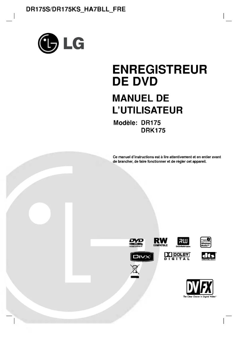 Page n°1 - Manuel utilisateur LG DR175KS