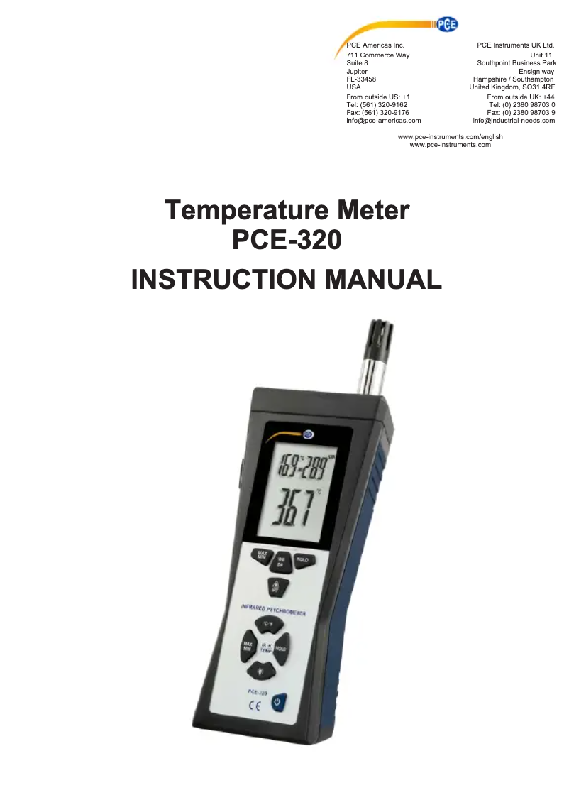 Page 1 de la notice Manuel utilisateur PCE Instruments PCE-320