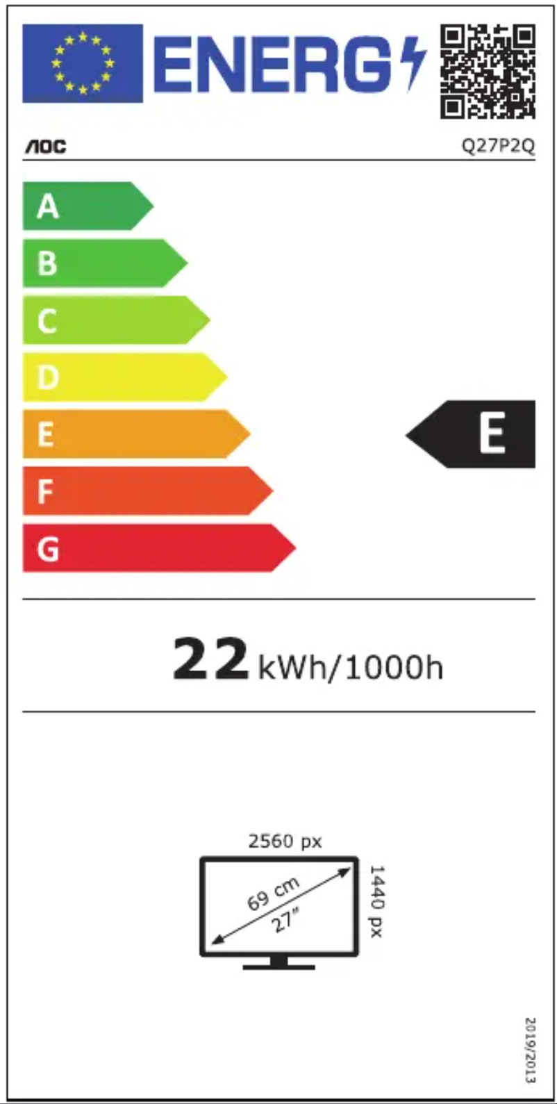 Page 1 de la notice Label énergétique AOC Q27P2Q