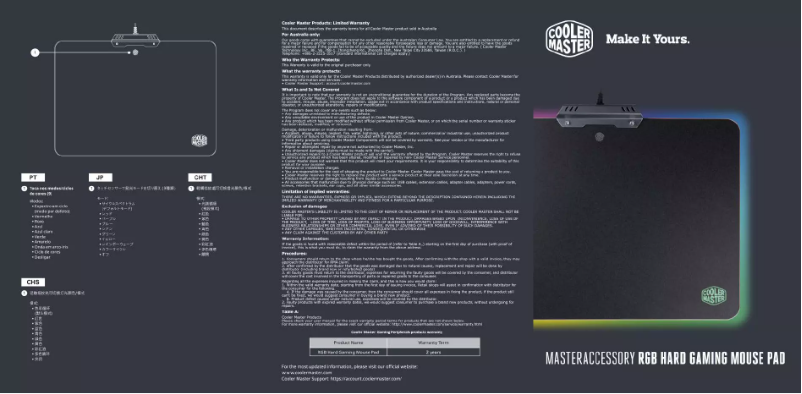 Page n°1 - Manuel utilisateur Cooler Master RGB Hard