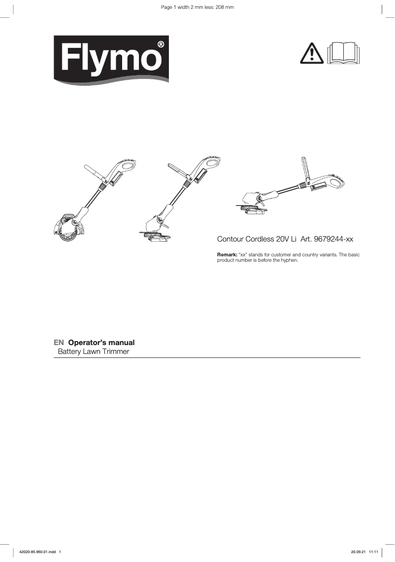 Image de la première page du manuel de l'appareil Contour Cordless 20V Li