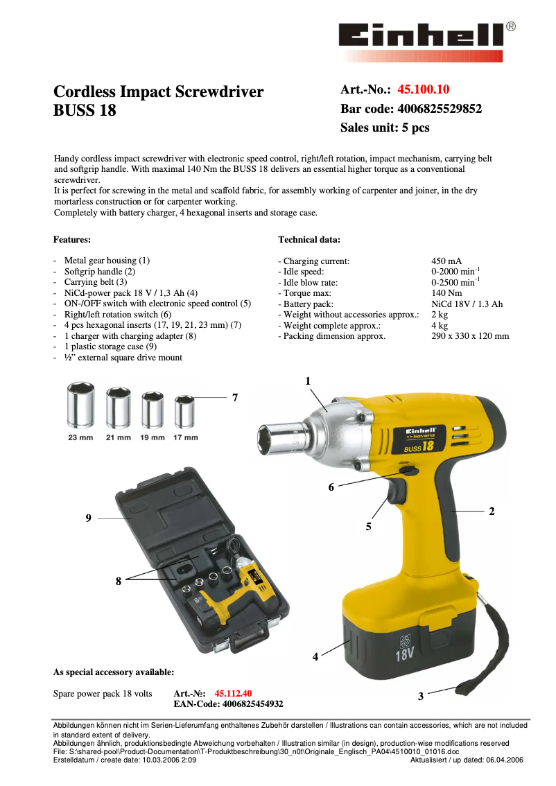 Image de la première page du manuel de l'appareil BUSS 18