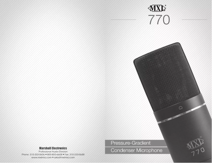 Page 1 de la notice Manuel utilisateur MXL 770