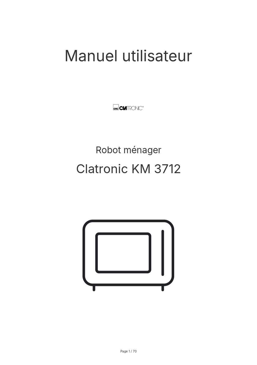 Page n°1 - Manuel utilisateur Clatronic KM 3712