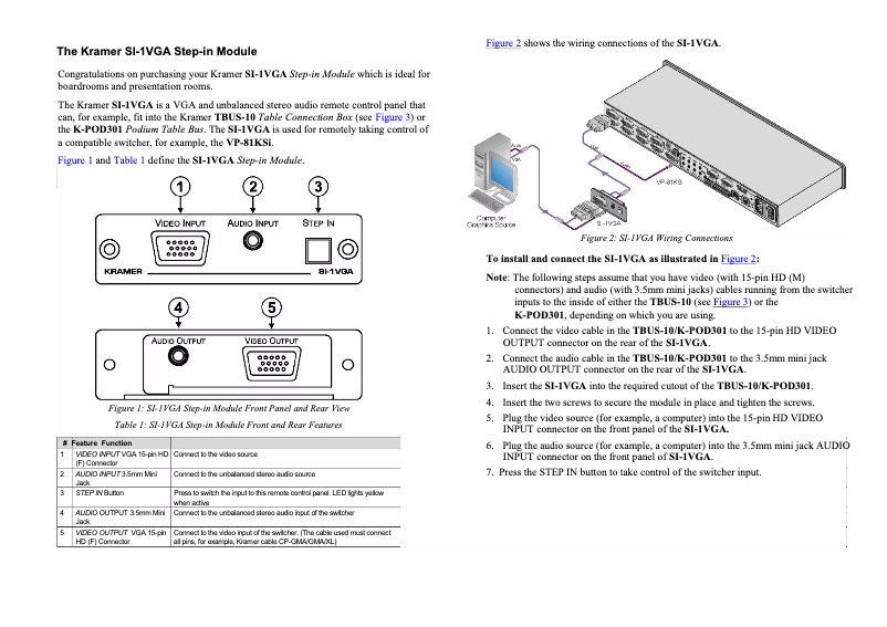 Image de la première page du manuel de l'appareil SI-1VGA