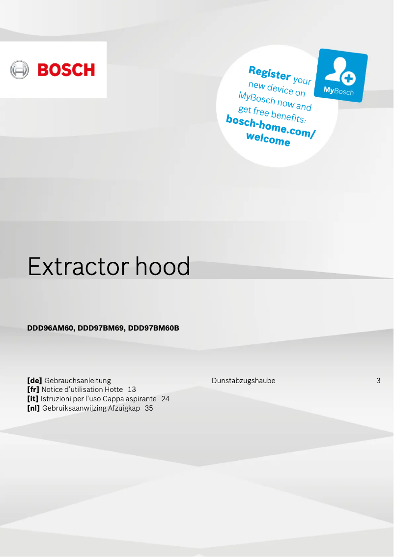 Page 1 de la notice Manuel utilisateur Bosch DDD96AM60