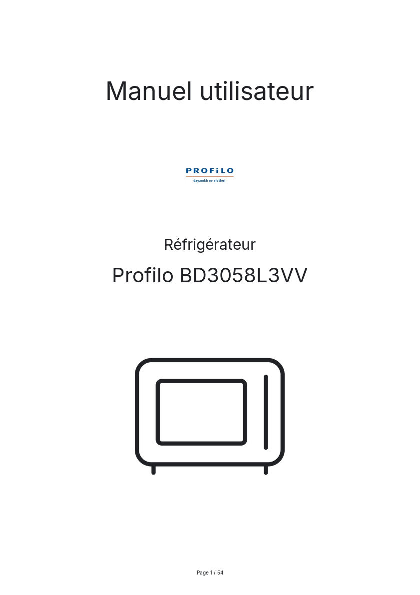 Page n°1 - Manuel utilisateur Profilo BD3058L3VV