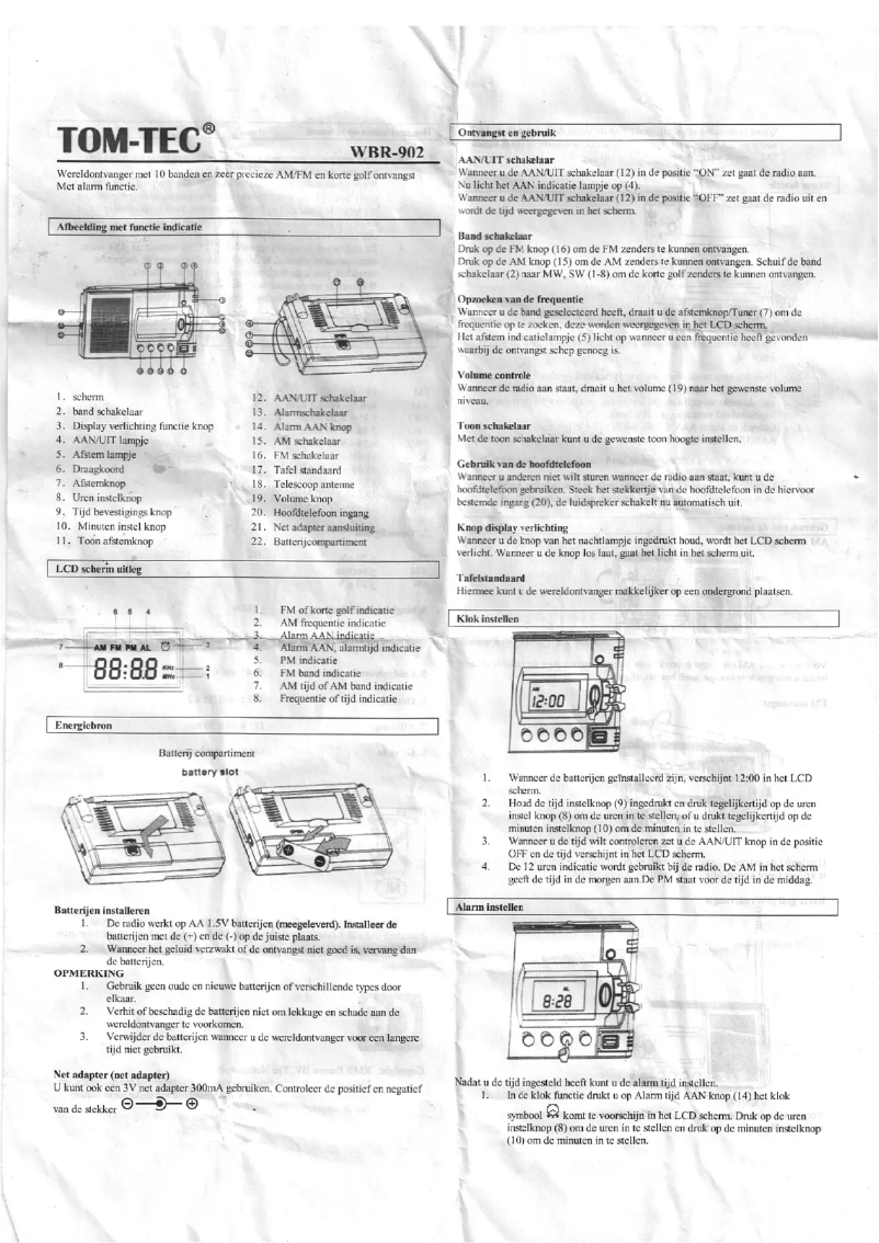 Page 1 de la notice Manuel utilisateur Tom Tec WBR-902
