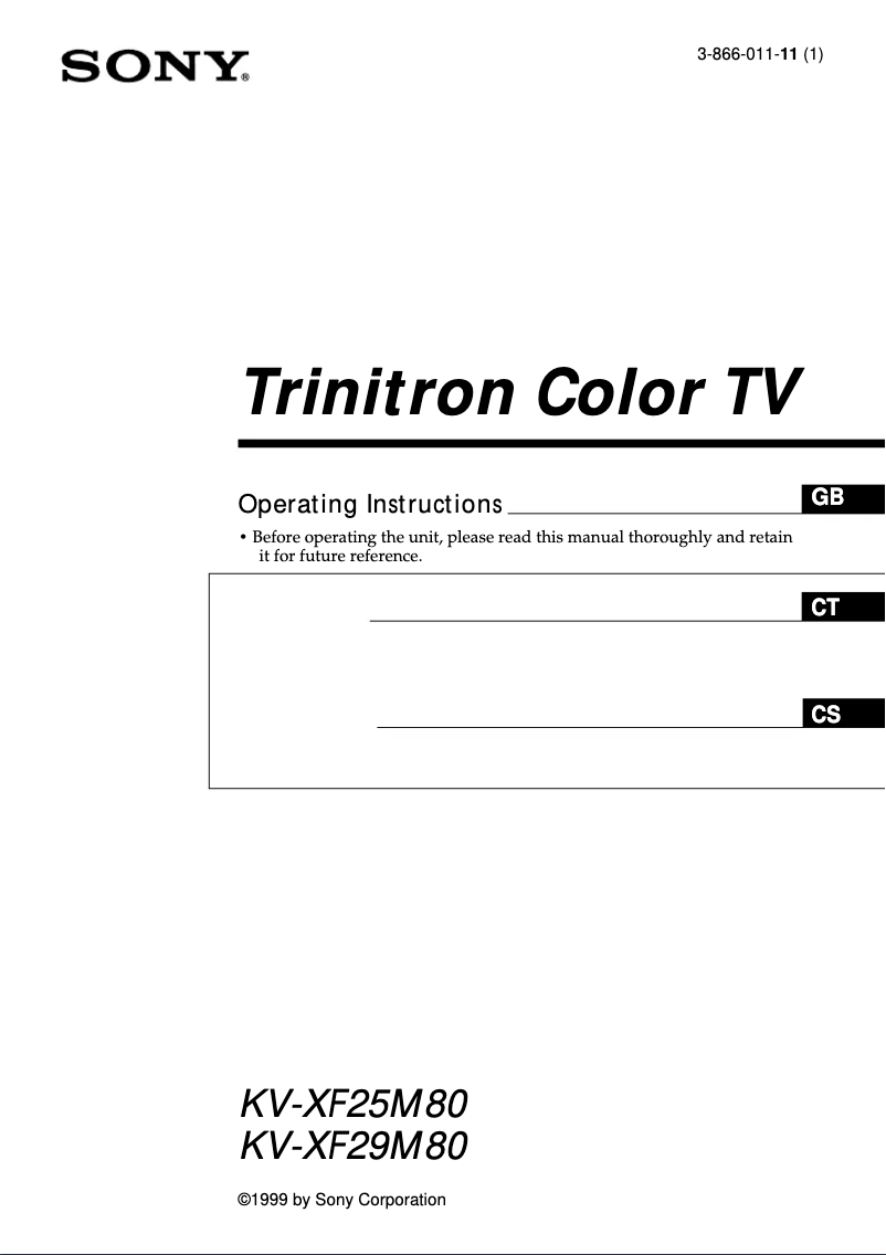 Image de la première page du manuel de l'appareil KV-XF29M80