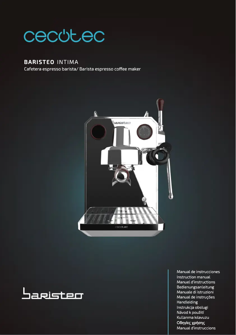 Image de la première page du manuel de l'appareil Baristeo Intima