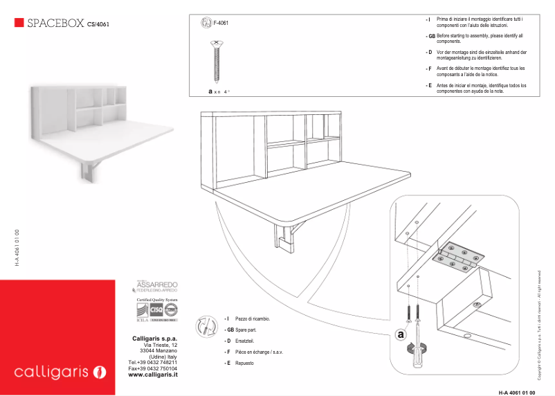 Image de la première page du manuel de l'appareil Spacebox CS/4061