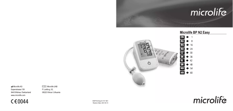 Page n°1 - Manuel utilisateur Microlife BP N2 Easy