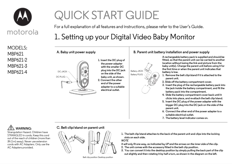Page 1 de la notice Manuel utilisateur Motorola MBP621-3