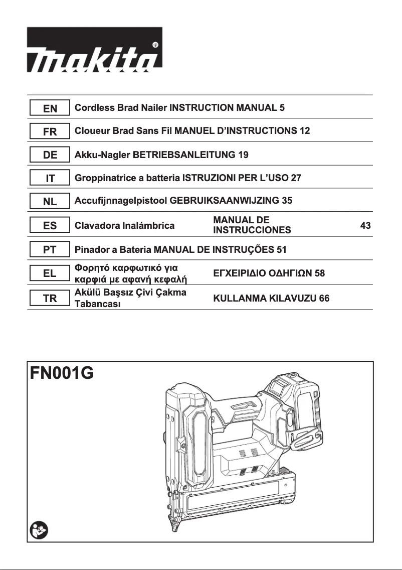 Page 1 de la notice Manuel utilisateur Makita FN001G