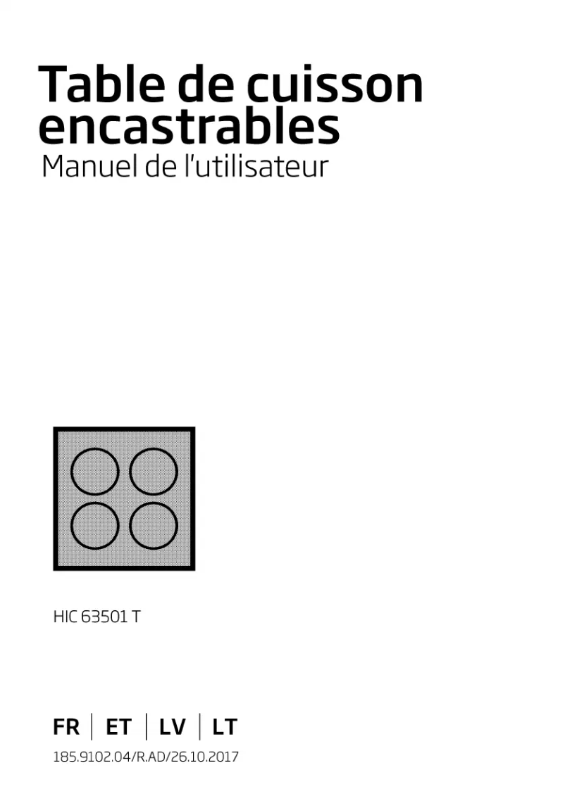 Page 1 de la notice Manuel utilisateur Beko HIC 63501 T