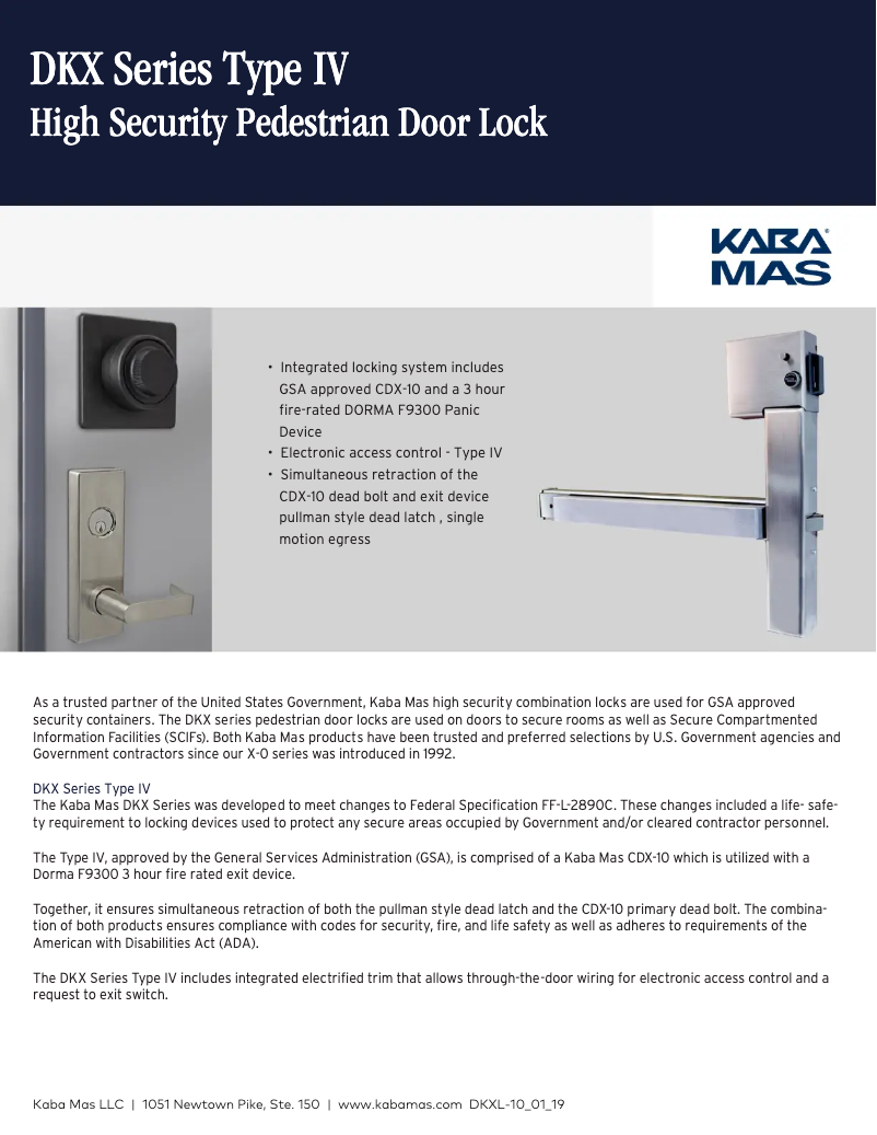 Page 1 de la notice Manuel utilisateur Dormakaba DKX Type IV