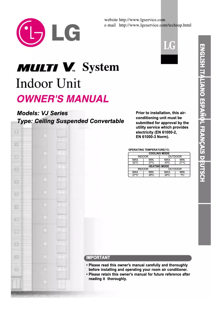 Image de la première page du manuel de l'appareil ARNU18GVJA1