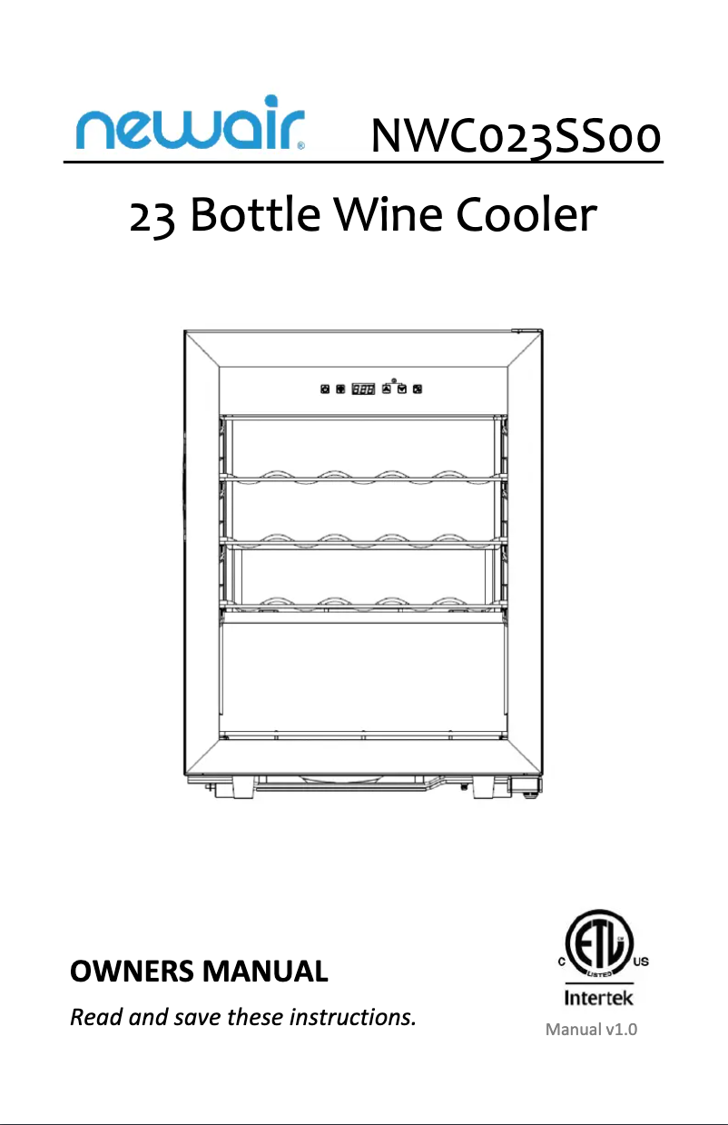Page 1 de la notice Manuel utilisateur NewAir NWC023SS00