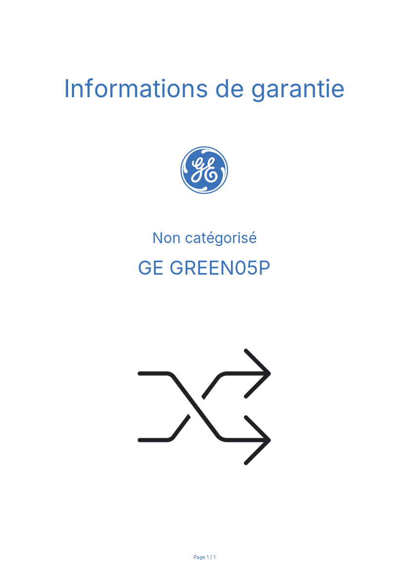 Image de la première page du manuel de l'appareil GREEN05P