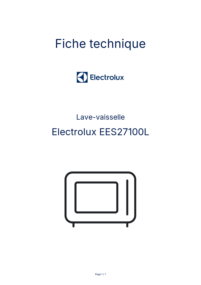 Image de la première page du manuel de l'appareil EES27100L