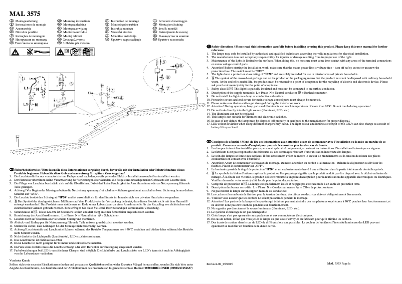 Página 1 del manual Manual de usuario Briloner Krina