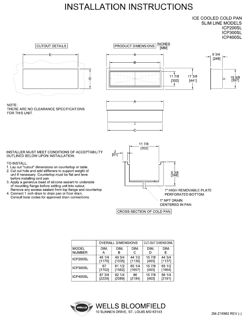 Page n°1 - Manuel utilisateur Wells ICP300SL