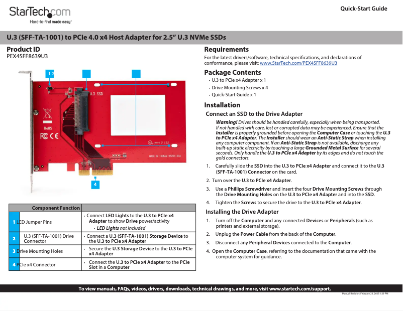 Page n°1 - Manuel utilisateur StarTech.com PEX4SFF8639U3