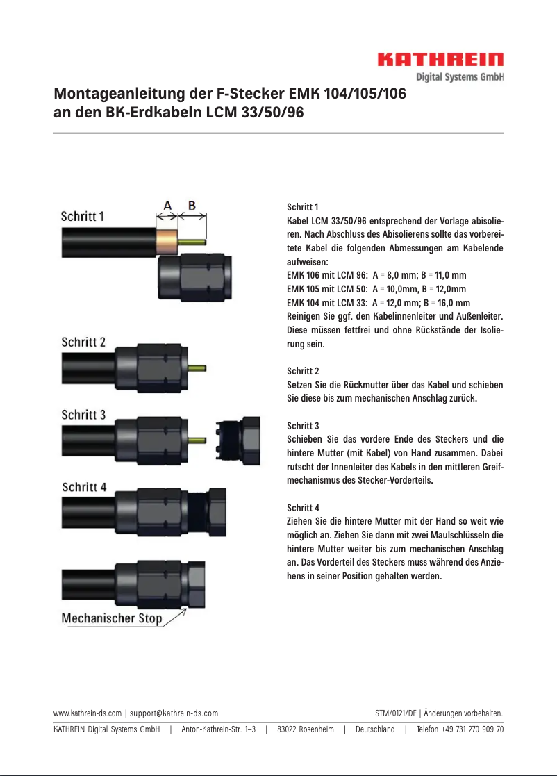 Page 1 de la notice Manuel utilisateur Kathrein EMK 104