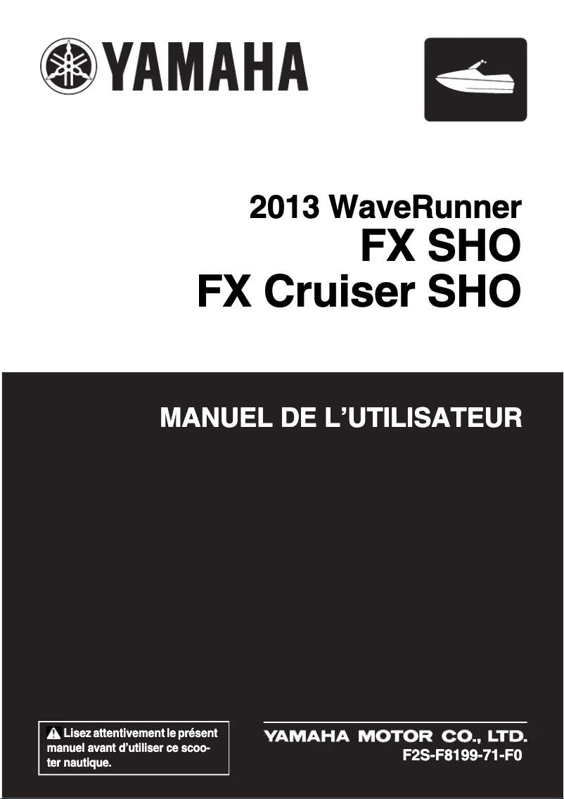 Page n°1 - Manuel utilisateur Yamaha WaveRunner FX HO Cruiser (2013)