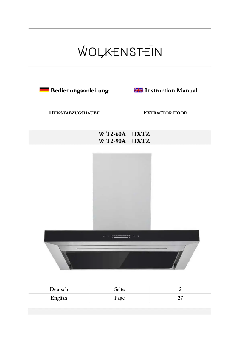 Page 1 de la notice Manuel utilisateur Wolkenstein W T2-90A++IXTZ