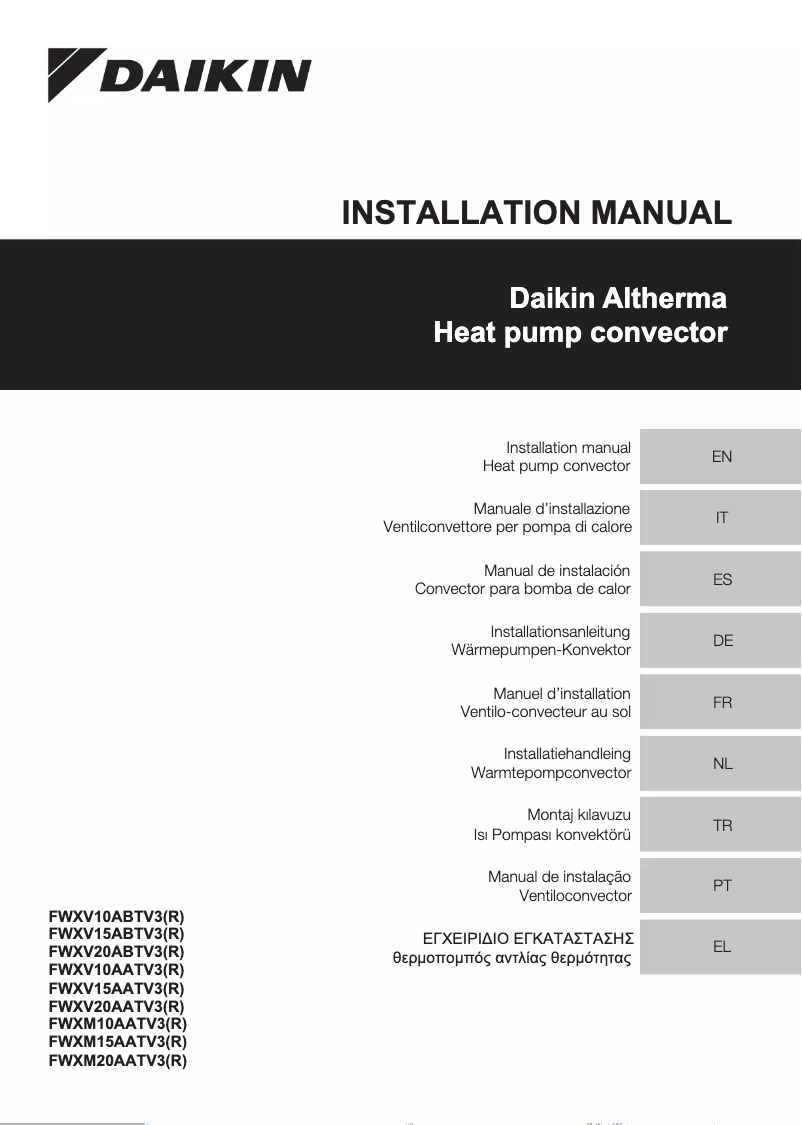 Page 1 de la notice Manuel utilisateur Daikin FWXV10AATV3