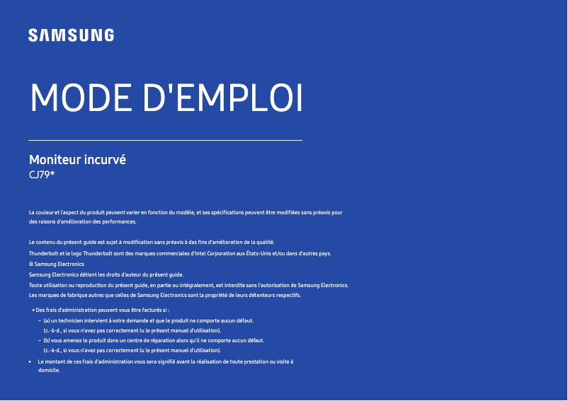 Page 1 de la notice Manuel utilisateur Samsung C34J791WTN