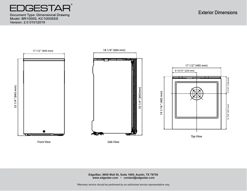 Page 1 de la notice Fiche technique EdgeStar KC1000SS