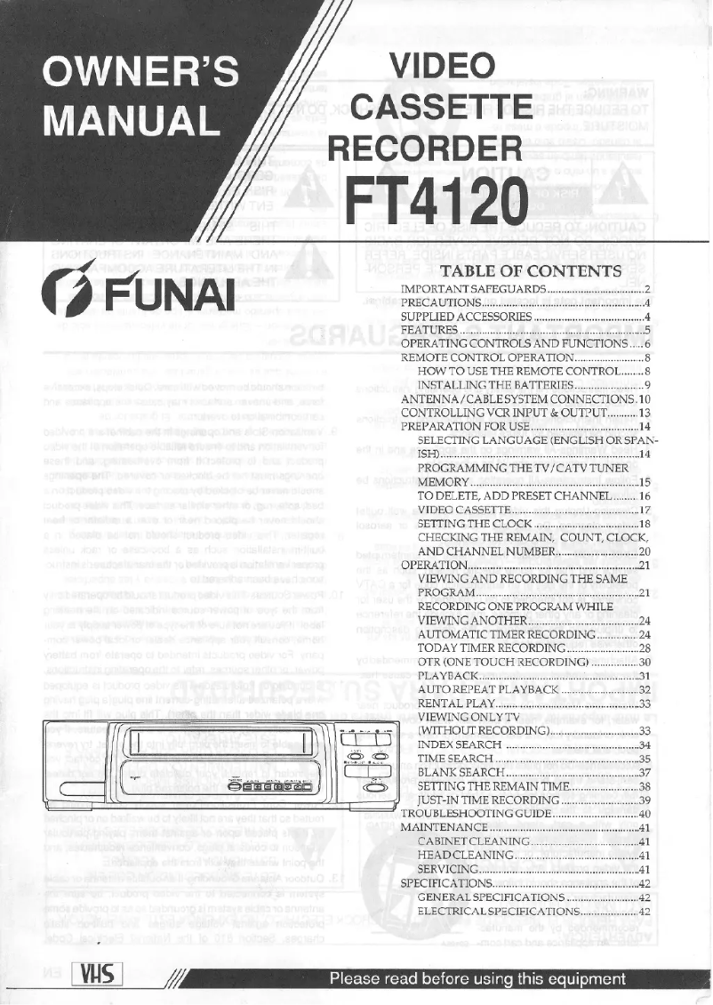 Page n°1 - Manuel utilisateur Funai FT4120