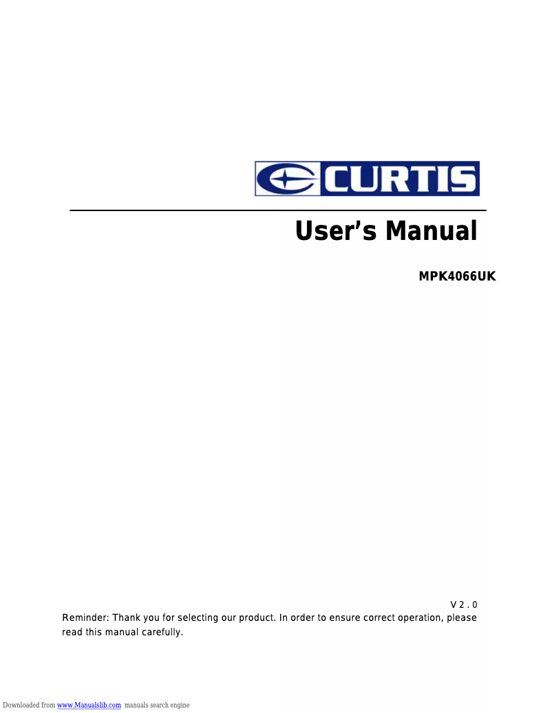 Page n°1 - Manuel utilisateur Curtis MPK4066