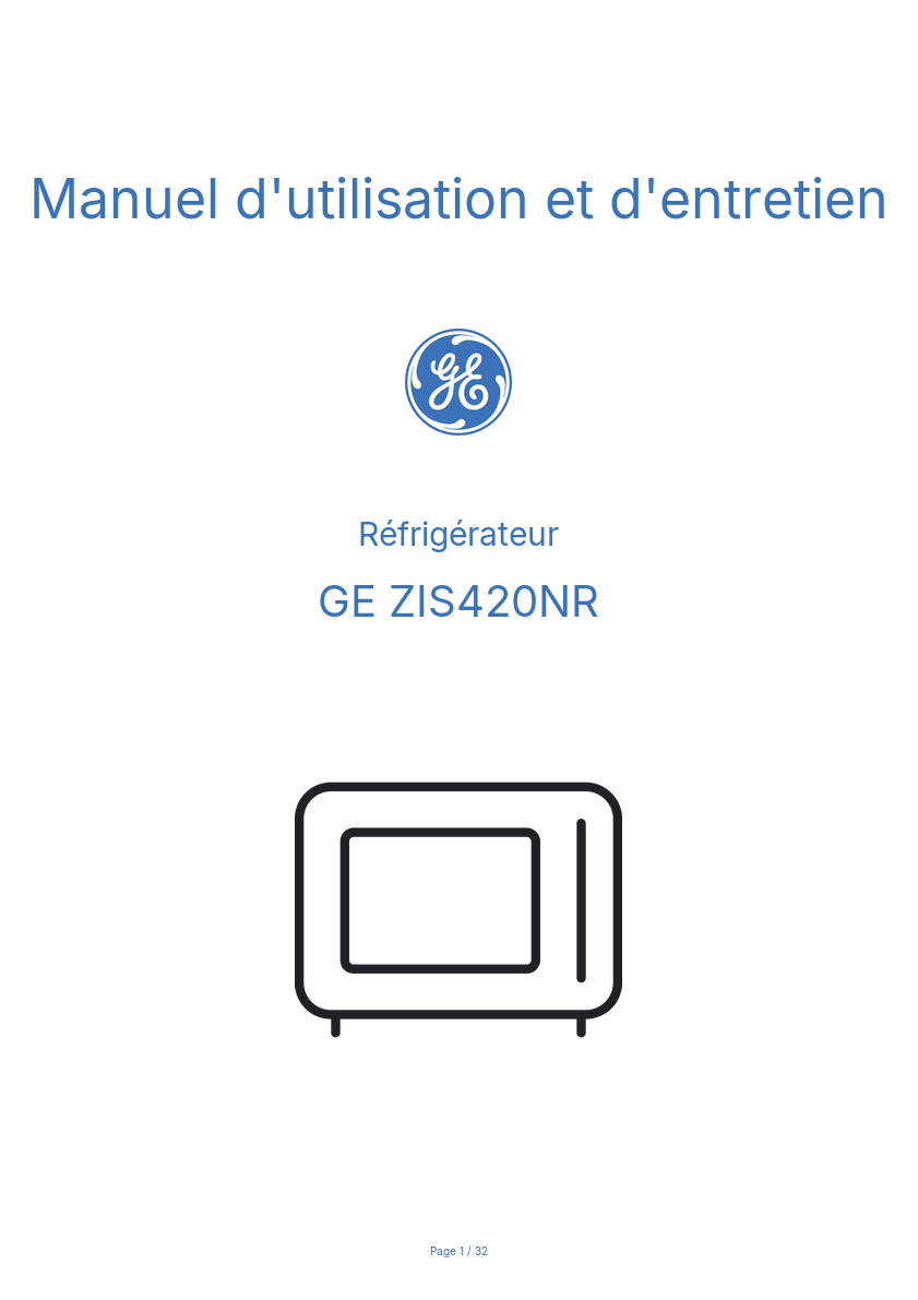 Image de la première page du manuel de l'appareil ZIS420NR
