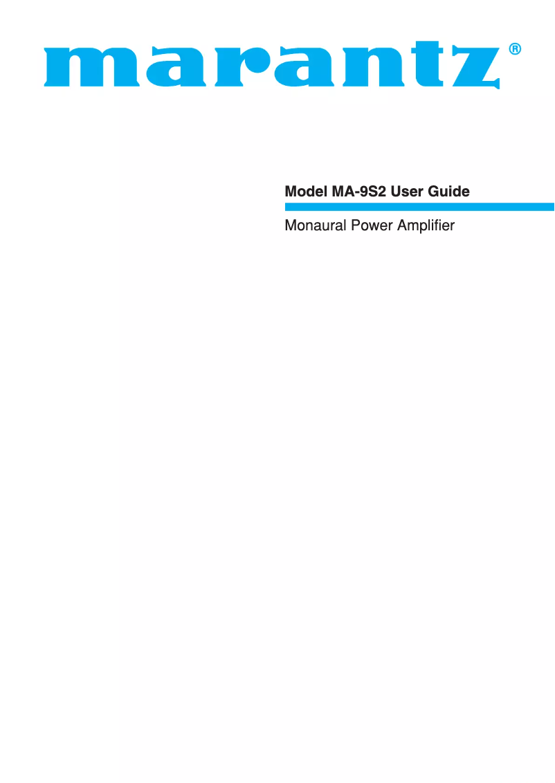 Page 1 de la notice Manuel utilisateur Marantz MA-9S2