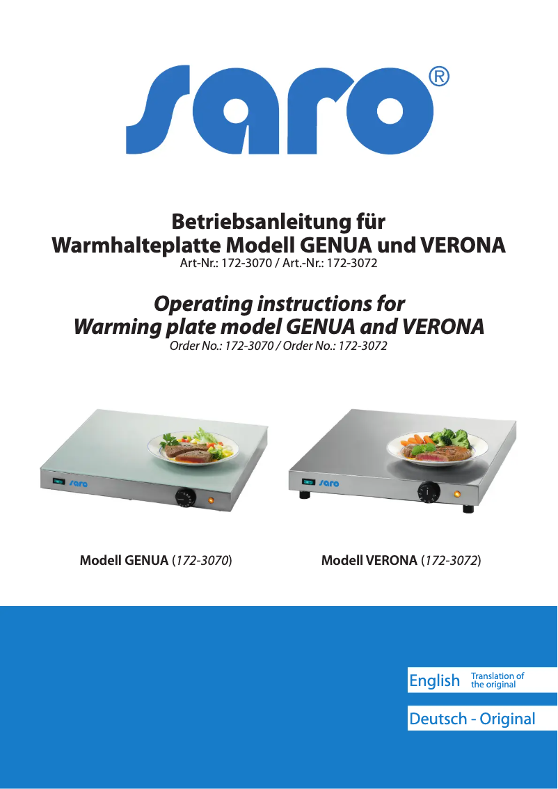 Page 1 de la notice Manuel utilisateur Saro GENUA 172-3070