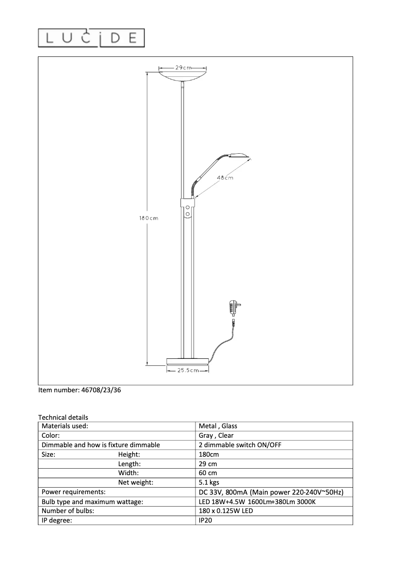 Page 1 de la notice Manuel utilisateur Lucide Ziggy Led