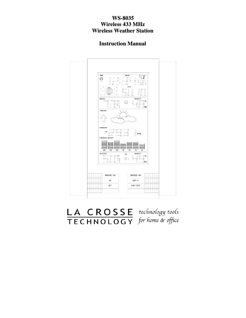 Page n°1 - Manuel utilisateur La Crosse Technology WS-8035U-AL